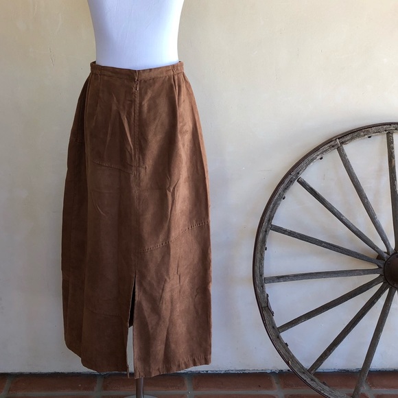 NAPA VALLEY Petites Vintage 80’s Long Vegan Suede Skirt Rare Plus 14P Super Cute - Picture 2 of 8